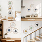 Paquesta 3 Piece Round Farmhouse Wall Decor with 6 Piece Interchangeable Flowers 15.75'' Medallion Wood & Metal Rustic Wall Art for Living Room Bedroom Kitchen Bathroom Dining Room Home Decorations (large black wheel) - Image 5