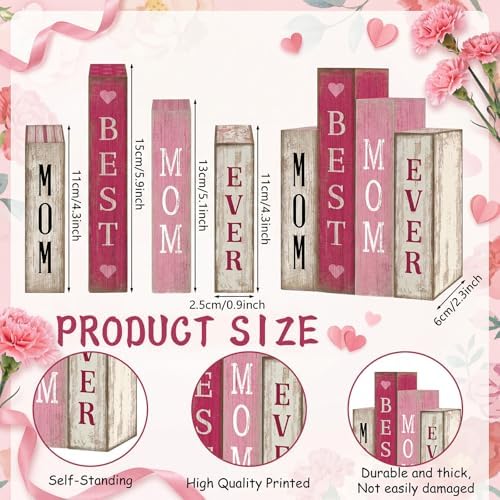 Lineshading 4 Pcs Mothers Day Table Decoration Wooden Book Signs - Image 3
