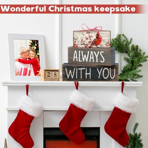CroBlissful 4 Pcs Cardinal Gift Sympathy Gifts for Loss of Loved One Memorial Wooden Tabletop Decor Remembrance Bereavement Decor Condolence Block Sign for Father Mother Family Friends - Image 3