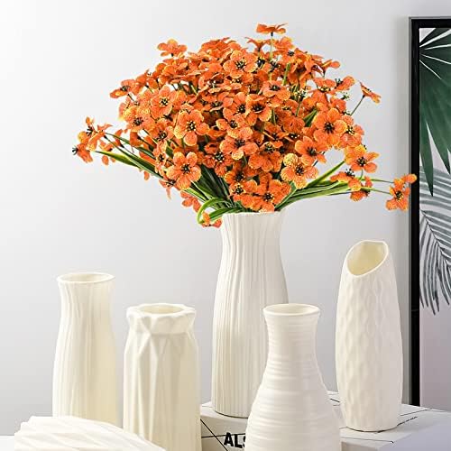 Artificial Outdoor Flowers,8 Bundles Outdoor Fake Flowers UV Resistant Faux Outside Plastic Flower Plants for Outside Indoor Décor(Orange Red) - Image 4