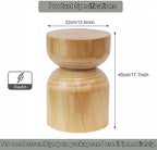 Solid Wood Stool & Sofa Side Table, Rustic Hourglass Wabi-Sabi Accent Coffee - Image 2