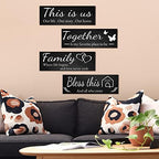 Joyhawk 4 Pieces Home Wall Decor Signs, THIS IS US/TOGETHER/BLESS THIS HOME/FAMILY Wall Decor For Living Room Bedroom, Rustic Wooden Farmhouse Wall Art Decor, 4.7 x 13.8 Inch(Black) - Image 6