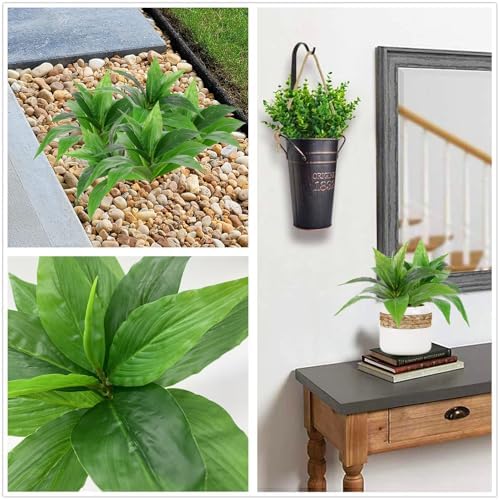 CATTREE Artificial Agave Plants Outdoor Fake Shrubs Faux Grass Plastic Leaves Greenery Bushes Plant for Home Decor Garden Wedding Party Decorations Indoor Yard UV Resistant Planter Filler Green 4 Pack - Image 4