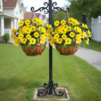 Yellow Artificial Morning Glory Flowers for Outdoor Planters, Premium UV Resistant Silk Faux Flowers for Porch, Hanging Basket & Window Box, Spring Garden Decor, No Pot, 13.3 Inch, 4 Bundles - Image 4