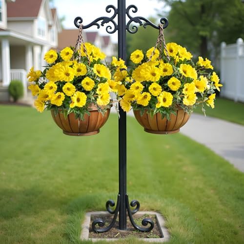 Yellow Artificial Morning Glory Flowers for Outdoor Planters, Premium UV Resistant Silk Faux Flowers for Porch, Hanging Basket & Window Box, Spring Garden Decor, No Pot, 13.3 Inch, 4 Bundles - Image 4