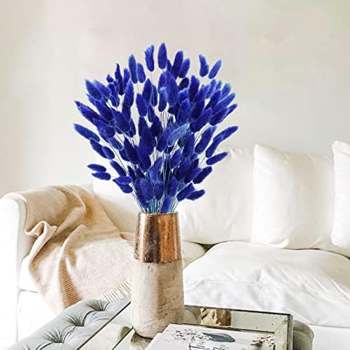 Uieke 17’’ Natural Bunny Tails Dried Flowers, 120 Pcs Dried Lagurus Ovatus, Dried Blue Pampas Grass Decor for Farmhouse Flower Arrangements Wedding Home Party Decorations - Image 5