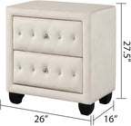 Sophia Modern Style Crystal Tufted 2-Drawer Nightstand Upholstered - Image 3