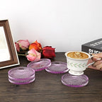 Modern Clear Coaster Set of 5- Glass Coasters for Drinks, Clear Purple - Image 2