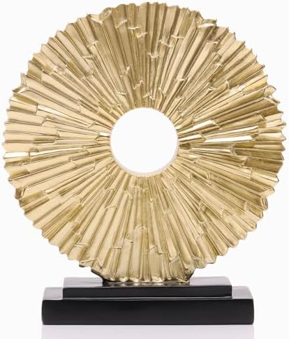 Gold Home Decor Sculpture, Unique Round line Statue, Modern Home Decor, Decorative Panel Statue Gold Decoration for Living Room TV Stand, Office, Bedroom, Dining Table Centerpiece. by DOVDOVHomeDecoration