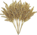 CATTREE Christmas Artificial Golden Plants, Plastic Grass Faux Shrubs Fake Lavender Leaves Simulation Wheat Ears Bushes Home Indoor Wedding Party Decoration Hall Table Planter Filler - Gold 4 Pack by CATTREE