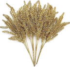 CATTREE Christmas Artificial Golden Plants, Plastic Grass Faux Shrubs Fake Lavender Leaves Simulation Wheat Ears Bushes Home Indoor Wedding Party Decoration Hall Table Planter Filler - Gold 4 Pack by CATTREE