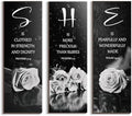DONFENTHY 3 Pcs Black And White Bedroom Decor White Rose Wooden Wall Decor Black Grey Bathroom Decor Inspirational Farmhouse Office Sign With SHE Bible Words For Women Girl Home Decor(White 12x4Inch) by DONFENTHY