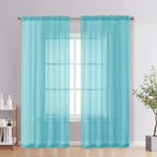 Aqua Sheer Curtains 72 Inches Long 2 Panels by OVZME