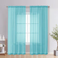 Aqua Sheer Curtains 78 Inches Long 2 Panels by OVZME