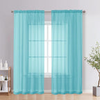 Aqua Sheer Curtains 78 Inches Long 2 Panels by OVZME