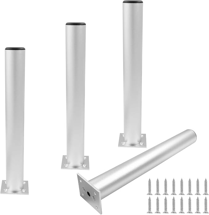 Set of 4 Aluminum Alloy Furniture Legs 10 Inch Height, 1.5 Inch Diameter by Kyuionty