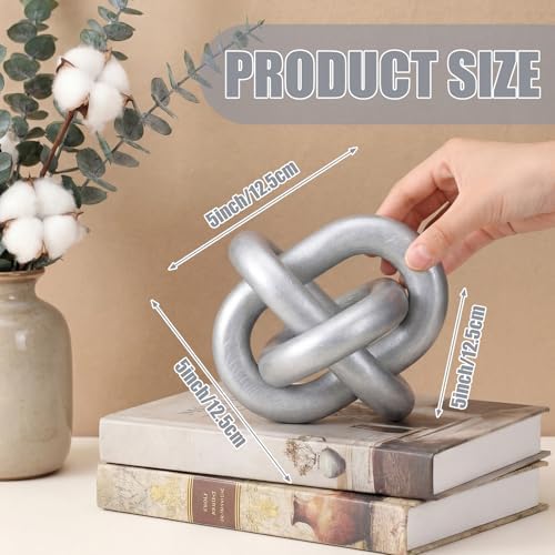 Yalikop 3 Link Wood Knot Decor Rustic Table Shelf Accents, Silver - Image 2
