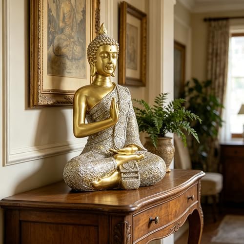 Gold Buddha Statue Gold Decor Meditation Gifts Indoor Statue for Zen Art - Image 6