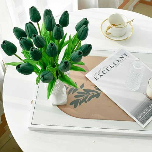 Mandy's 20pcs Artificial Dark Green Tulips - Image 5