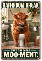 Funny Highland Cow Bathroom Decor Rustic Farmhouse Tin Sign by Vintmark