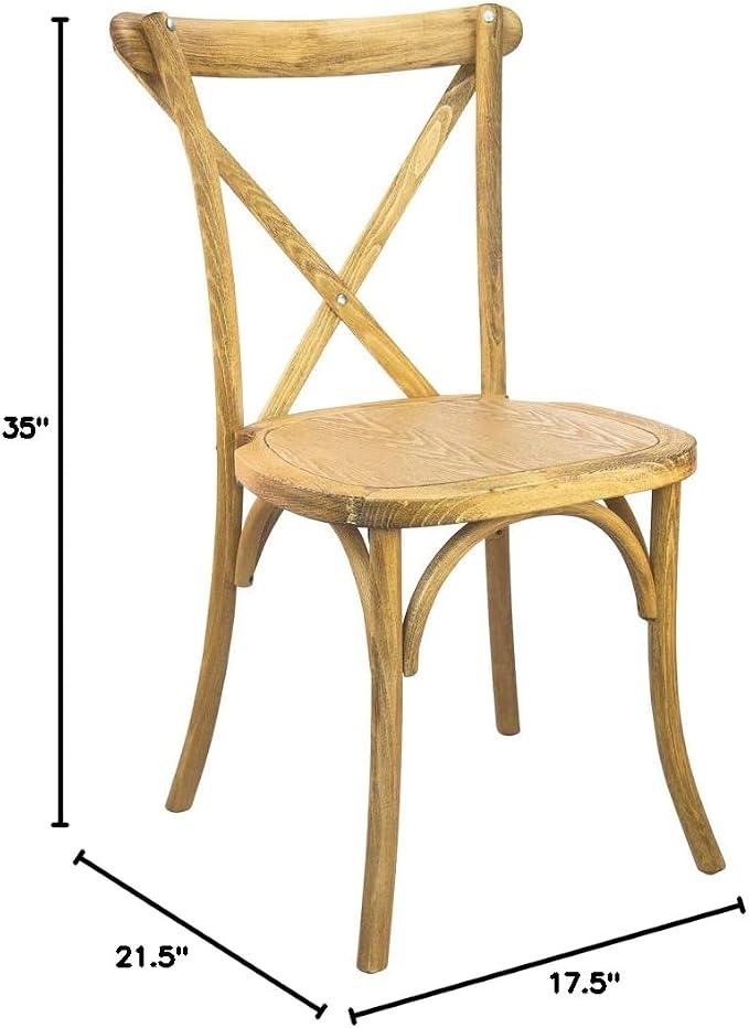 EMMA + OLIVER Hand Scraped Natural X-Back Chair - Image 2