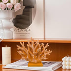 5.8" H Orange Coral Decor - Resin Coral Statue, Nautical Decor for Home, Bedroom, Bathroom, Living Room, Ocean Themed Cabinet Shelf Tabletop Decoration - Image 5