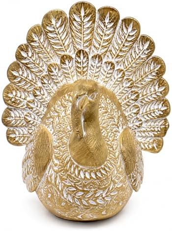 GoGnome Resin Turkey Figurine, Hand-Painted Thanksgiving Tabletop Decor, Fall Harvest Turkey Statue for Mantel, Shelf, Dining Table, Kitchen, Entryway by GoGnome
