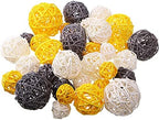 Patelai Wicker Ball Orbs,Yellow, Gray, White,2.4'',2'',1.6'',1.2'' by Patelai