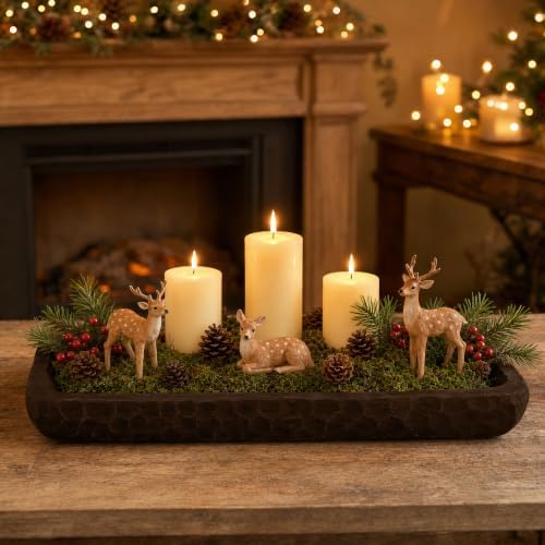Oakrain Decorative Bowl Rustic 16" Hand-Carved Wooden Dough Bowl, Brown - Image 6