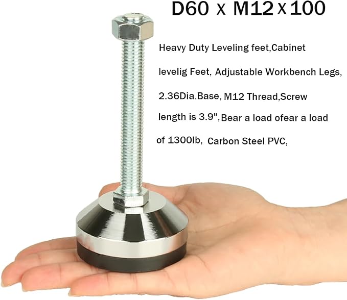 Heavy Duty Leveling Screw Leg, Leg Leveler 2.36" Dia Base, Adjustable Leveling - Image 2