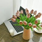 ONLY ART Artificial Brown Tulips 20 Pcs – 13.5 Inch PU Faux Flowers with Bendable Stems for Home Décor, Wedding Centerpieces, DIY Floral Arrangements, New Year and Valentine's Day - Image 5