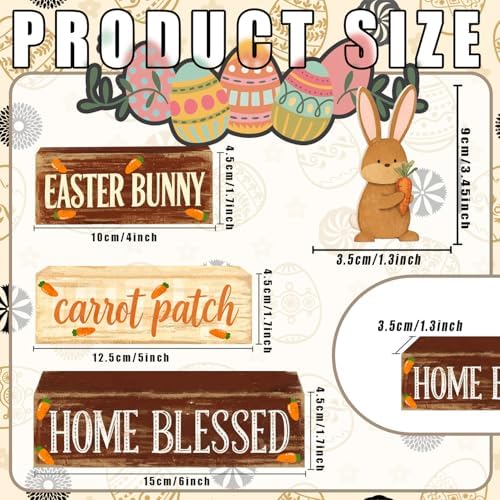 Easter Decorations - Easter Bunny Tiered Tray Decor Set - Wooden Carrot Patch Tabletop Decoration - Rustic Farmhouse Spring Home Decor Indoor for Tiered Tray Shelf Mantel Coffee Table Gift - Spring Home Decor for Living Room, Kitchen Counter - Image 2