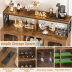 Aheaplus Bar Cabinet with Power Outlets, Liquor Cabinet with Led Lights and - Image 7