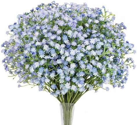 N&T NIETING Babys Breath Artificial Flowers Bulk, 15Pcs, Blue by NTNIETING