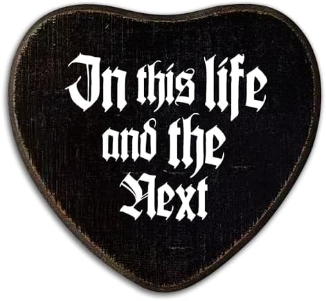 Gothic Wall Decor - In This Life And The Next Black Heart Wooden Hanging Sign -Halloween Wall Art Decor For Home Living Room Bathroom, Birthday Housewarming Graduation Gift For Women Men-A01 by AKTFV