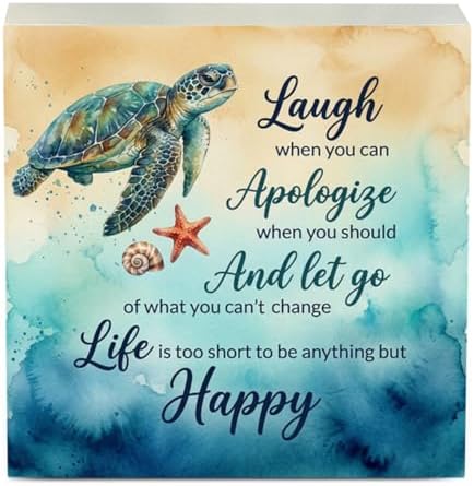 Sea Turtle Decor Summer Decorations for Home Beach Room Decor Summer Decorations Wooden Box Sign for Home Office Farmhouse Table Shelf - Image 7
