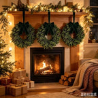 4 Pcs Small Christmas Hanging Wreaths with Artificial Cedar Pine Greenery Dark Green Velvet Ribbon Mini Cabinet Wreath for Porch Front Door Window Wall Farmhouse Rustic Christmas Winter Holiday Decor - Image 4