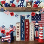 Lineshading 4 Pcs 4th of July Table Decoration Memorial Day Wooden Book - Image 4
