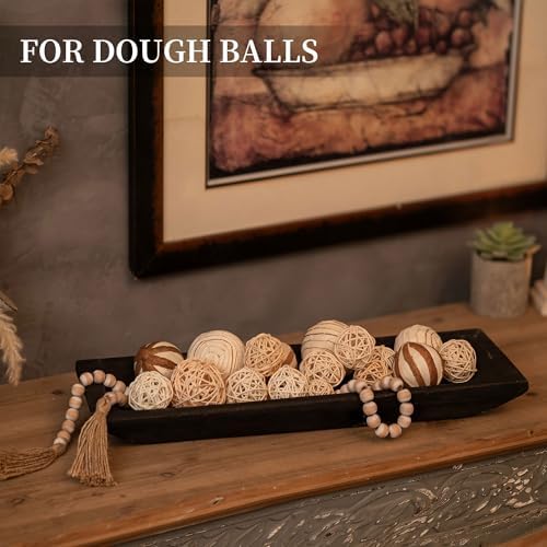 Hanobe Large Wood Decorative Dough Bowl for Coffee Table Decor, 20" Black - Image 2