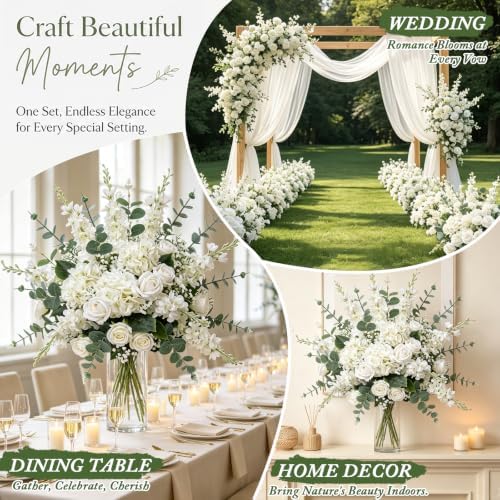 91Pcs White Artificial Delphinium Flowers 6 Kinds Floral Arrangements Set - Image 5