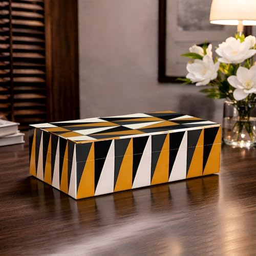 Handicrafts Home Black Large Decorative Storage Box With Lid, 10x6x2.5 In - Image 5
