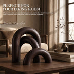 EOSAHR Acacia Wood Arch Decor Set: Wood Sculpture for Shelf Decor,Darkbrown - Image 6