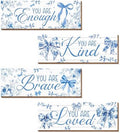 Riletese 4 Pcs Blue Flower Coquete Bow Room Decor, Teen Girls Trendy Preppy Wall Art Aesthetic for Bedroom Bathroom Decor, Inspirational Positive Affirmations by Riletese