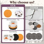 OIAHOMY 8 Pcs Halloween Coasters with Holder for Beer, Coffee, Woven Cotton Coaster Set for Table Decor for Kitchen, Bar, Dining Room, Living Room, Housewarming Gifts - Halloween Mixed Color - Image 6
