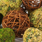 Decorative Balls for Centerpiece Bowls, 18pcs Fake Moss Balls + Wicker Rattan Balls Set Vase Bowl Filler for Home Garden Wedding Party Decor (Fresh Green + Rustic Brown) - Image 3