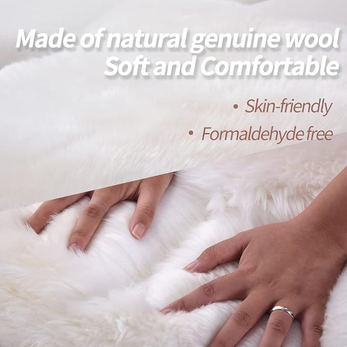 IRIWOOL Premium Genuine Fur Sheepskin Rug Real Australia Sheepskin Natural - Image 5