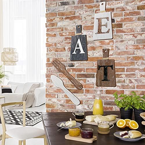 Jetec Cutting Board Eat Sign Set Wall Decor, White, Grey, Dark Brown - Image 2