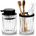 2 PCS Glass Bathroom Accessories Set, Lotion Dispenser & Toothbrush Holder by Amolliar