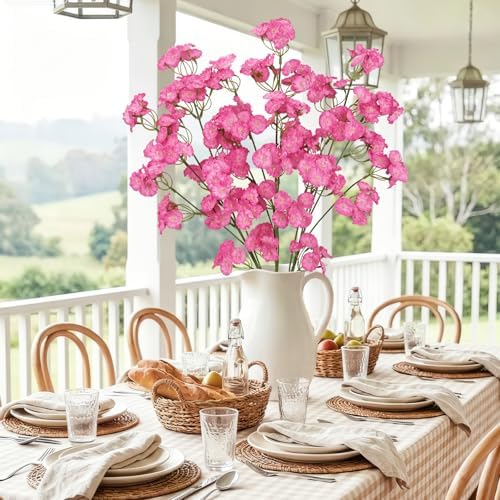 3 Pcs Artificial Wildflowers Hot Pink Long Stem Faux Silk Flowers for Vase - Image 5