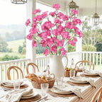 3 Pcs Artificial Wildflowers Hot Pink Long Stem Faux Silk Flowers for Vase - Image 5
